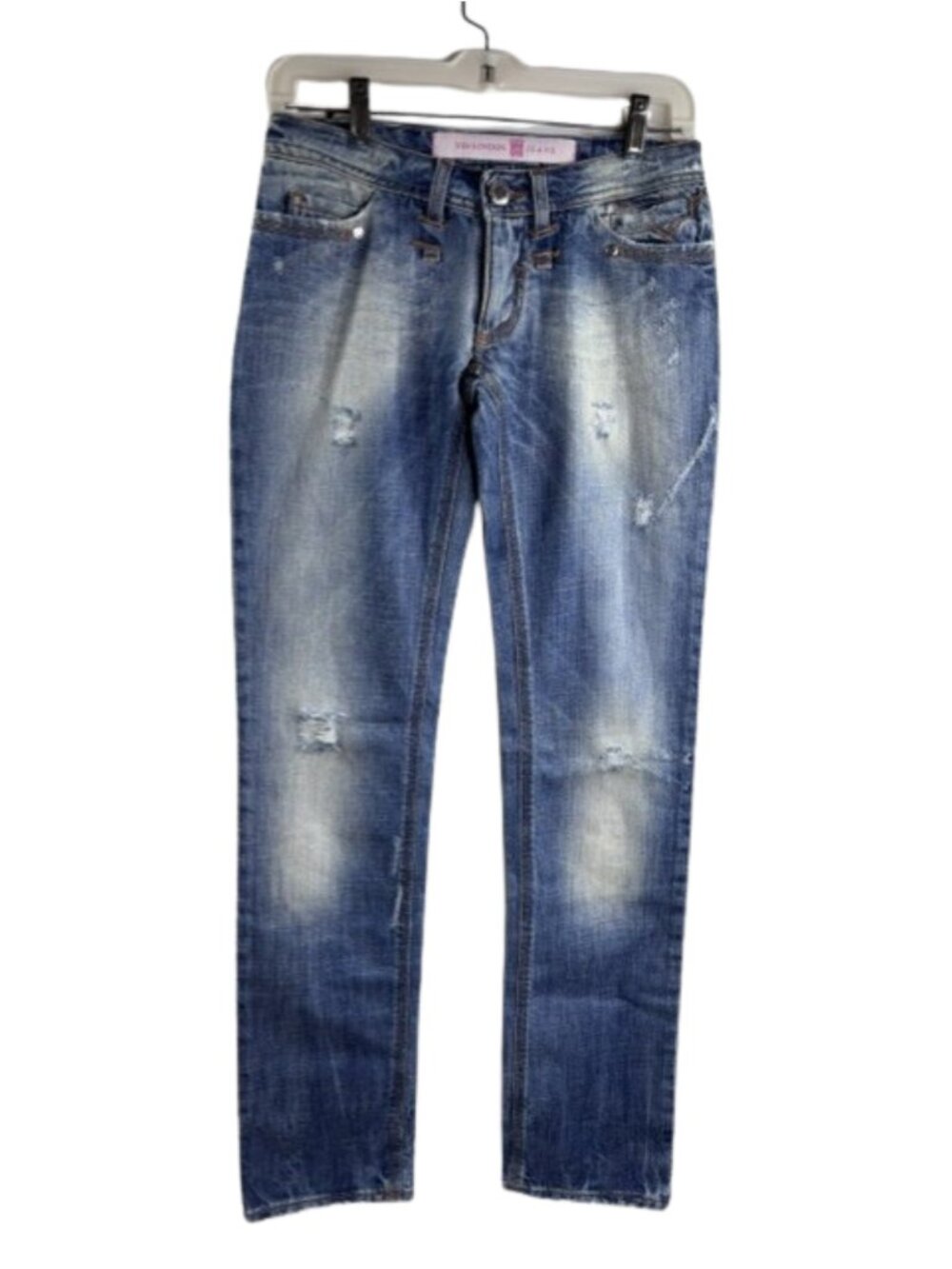 Yes London Jeans Women's Distressed Straight Leg Jeans Made in Italy Size 40 NWT